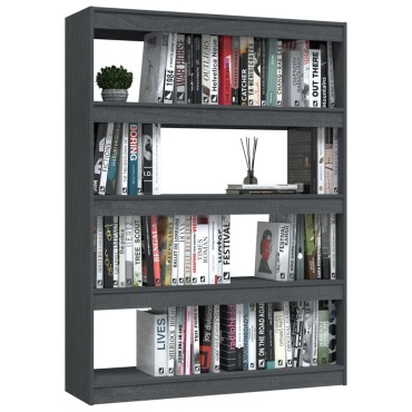vidaXL Βιβλιοθήκη/Διαχωριστικό Χώρου Γκρι 100x30x135,5cm Ξύλο Πεύκου 1 τεμ.