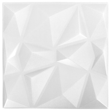 vidaXL Πάνελ Τοίχου 3D 48 τεμ. Λευκό Διαμαντιού 50 x 50 εκ. 12 μ²