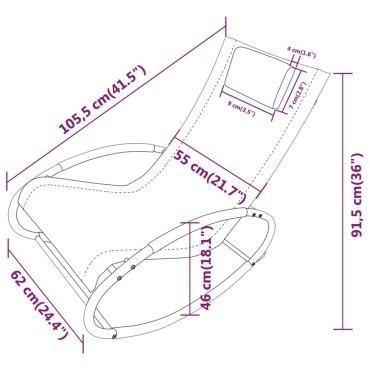 vidaXL Ξαπλώστρα με Μαξιλάρι Κρεμ από Ατσάλι και Textilene 105,5x62x91,5cm 1 τεμ.