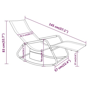 vidaXL Ξαπλώστρα Μαύρη από Ατσάλι και Textilene 145x57x83cm 1 τεμ.