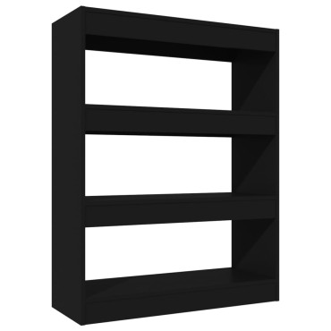 vidaXL Βιβλιοθήκη/Διαχωρ. Χώρου Μαύρο 80x30x103cm Επεξεργασμένο Ξύλο 1 τεμ.