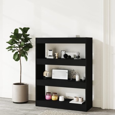 vidaXL Βιβλιοθήκη/Διαχωρ. Χώρου Μαύρο 80x30x103cm Επεξεργασμένο Ξύλο 1 τεμ.