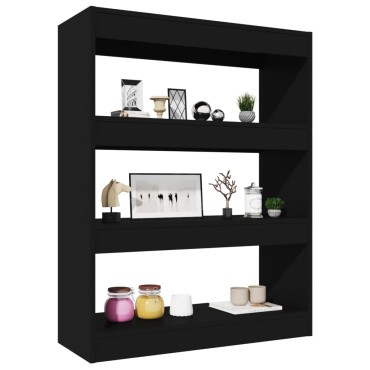 vidaXL Βιβλιοθήκη/Διαχωρ. Χώρου Μαύρο 80x30x103cm Επεξεργασμένο Ξύλο 1 τεμ.