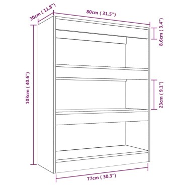 vidaXL Βιβλιοθήκη/Διαχωρ. Χώρου Γκρι Σκυρ. 80x30x103cm Επεξεργ. Ξύλο 1 τεμ.