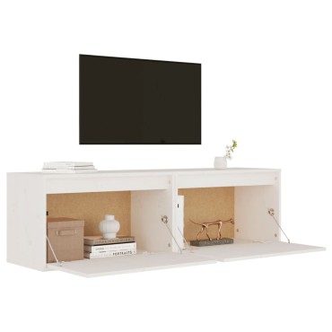 vidaXL Ντουλάπια Τοίχου 2 τεμ. Λευκά 60x30x35cm από Μασίφ Ξύλο Πεύκου
