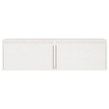 vidaXL Ντουλάπια Τοίχου 2 τεμ. Λευκά 60x30x35cm από Μασίφ Ξύλο Πεύκου