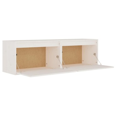vidaXL Ντουλάπια Τοίχου 2 τεμ. Λευκά 60x30x35cm από Μασίφ Ξύλο Πεύκου