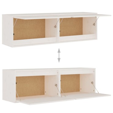 vidaXL Ντουλάπια Τοίχου 2 τεμ. Λευκά 60x30x35cm από Μασίφ Ξύλο Πεύκου