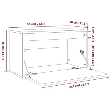 vidaXL Ντουλάπι Τοίχου Καφέ Μελί 60x30x35cm Μασίφ Ξύλο Πεύκου 1 τεμ.