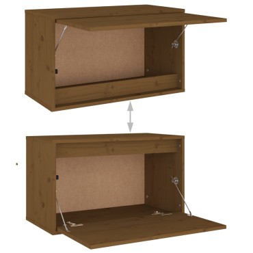 vidaXL Ντουλάπι Τοίχου Καφέ Μελί 60x30x35cm Μασίφ Ξύλο Πεύκου 1 τεμ.