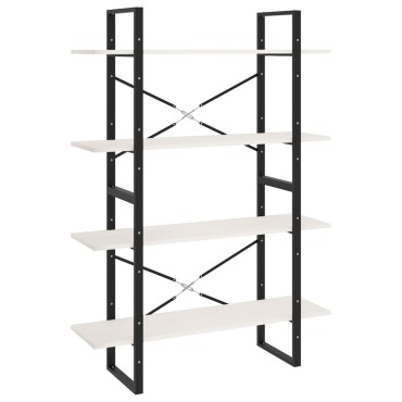 vidaXL Βιβλιοθήκη με 4 Ράφια Λευκή 100x30x140cm από Μασίφ Ξύλο Πεύκου 1 τεμ.