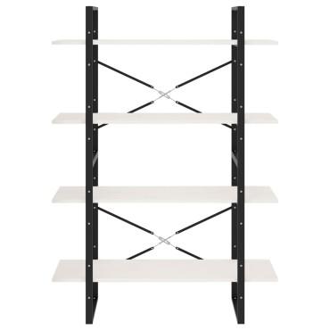 vidaXL Βιβλιοθήκη με 4 Ράφια Λευκή 100x30x140cm από Μασίφ Ξύλο Πεύκου 1 τεμ.