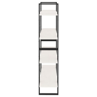 vidaXL Βιβλιοθήκη με 4 Ράφια Λευκή 100x30x140cm από Μασίφ Ξύλο Πεύκου 1 τεμ.