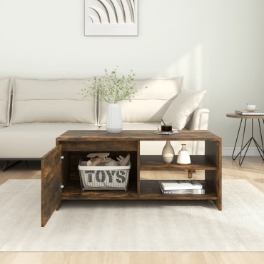 vidaXL Τραπεζάκι Σαλονιού Καπνιστή Δρυς 102x50x45cm Επεξεργ. Ξύλο 1 τεμ.