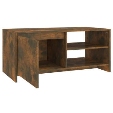 vidaXL Τραπεζάκι Σαλονιού Καπνιστή Δρυς 102x50x45cm Επεξεργ. Ξύλο 1 τεμ.