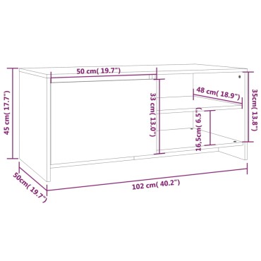 vidaXL Τραπεζάκι Σαλονιού Καπνιστή Δρυς 102x50x45cm Επεξεργ. Ξύλο 1 τεμ.