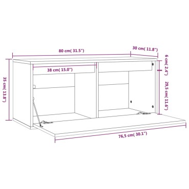 vidaXL Ντουλάπι Τοίχου Καφέ Μελί 80x30x35cm από Μασίφ Ξύλο Πεύκου 1 τεμ.