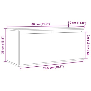 vidaXL Ντουλάπι Τοίχου Καφέ Μελί 80x30x35cm από Μασίφ Ξύλο Πεύκου 1 τεμ.