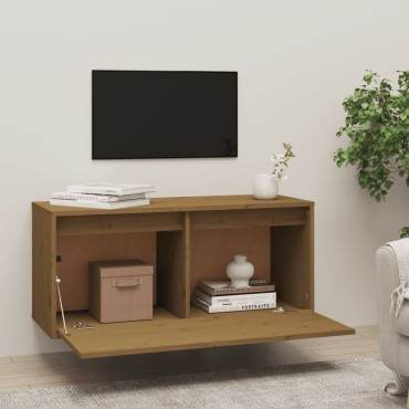 vidaXL Ντουλάπι Τοίχου Καφέ Μελί 80x30x35cm από Μασίφ Ξύλο Πεύκου 1 τεμ.