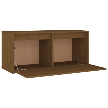 vidaXL Ντουλάπι Τοίχου Καφέ Μελί 80x30x35cm από Μασίφ Ξύλο Πεύκου 1 τεμ.