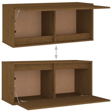 vidaXL Ντουλάπι Τοίχου Καφέ Μελί 80x30x35cm από Μασίφ Ξύλο Πεύκου 1 τεμ.
