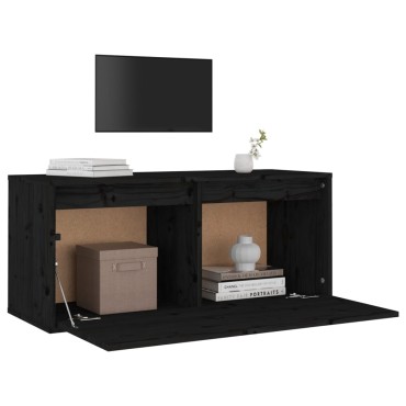 vidaXL Ντουλάπι Τοίχου Μαύρο 80x30x35cm από Μασίφ Ξύλο Πεύκου 1 τεμ.