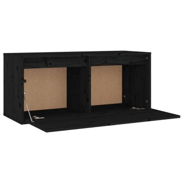 vidaXL Ντουλάπι Τοίχου Μαύρο 80x30x35cm από Μασίφ Ξύλο Πεύκου 1 τεμ.