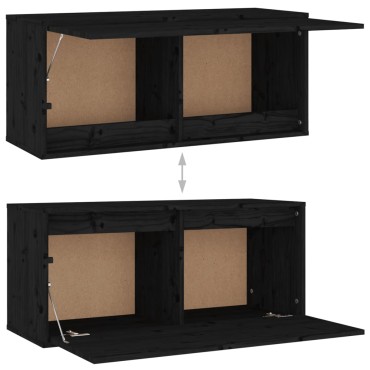 vidaXL Ντουλάπι Τοίχου Μαύρο 80x30x35cm από Μασίφ Ξύλο Πεύκου 1 τεμ.