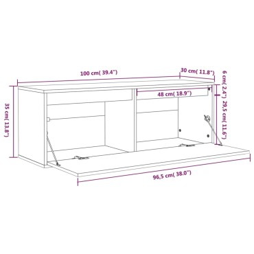 vidaXL Ντουλάπι Τοίχου 100x30x35cm από Μασίφ Ξύλο Πεύκου 1 τεμ.