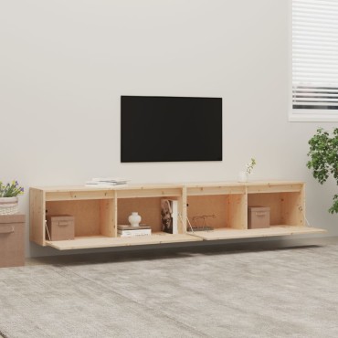 vidaXL Ντουλάπια Τοίχου 2 τεμ. 100x30x35cm από Μασίφ Ξύλο Πεύκου
