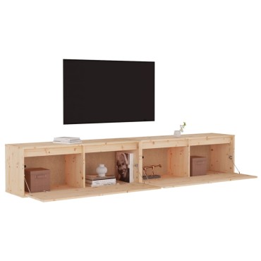 vidaXL Ντουλάπια Τοίχου 2 τεμ. 100x30x35cm από Μασίφ Ξύλο Πεύκου