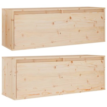 vidaXL Ντουλάπια Τοίχου 2 τεμ. 100x30x35cm από Μασίφ Ξύλο Πεύκου