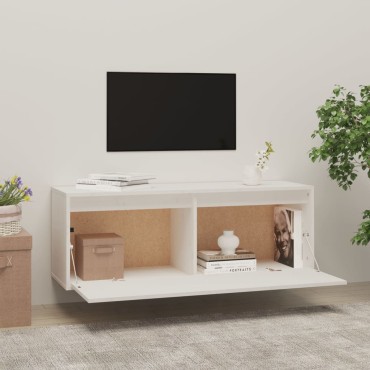 vidaXL Ντουλάπι Τοίχου Λευκό 100x30x35cm από Μασίφ Ξύλο Πεύκου 1 τεμ.