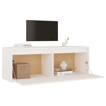 vidaXL Ντουλάπι Τοίχου Λευκό 100x30x35cm από Μασίφ Ξύλο Πεύκου 1 τεμ.