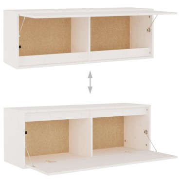 vidaXL Ντουλάπι Τοίχου Λευκό 100x30x35cm από Μασίφ Ξύλο Πεύκου 1 τεμ.