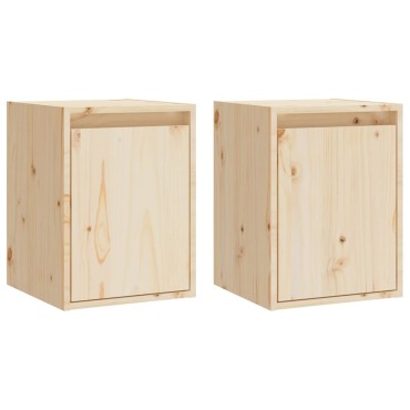 vidaXL Ντουλάπια Τοίχου 2 τεμ. 30x30x40cm από Μασίφ Ξύλο Πεύκου