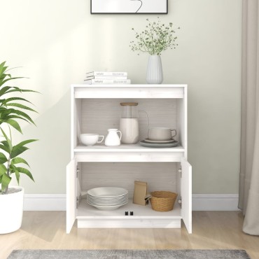 vidaXL Ντουλάπι Λευκό 60x34x75cm από Μασίφ Ξύλο Πεύκου 1 τεμ.