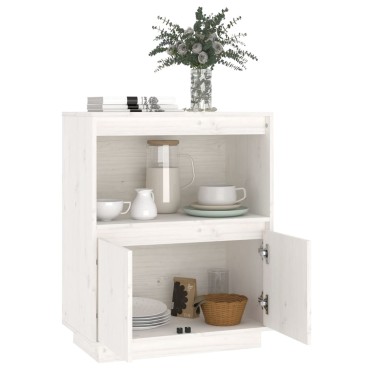 vidaXL Ντουλάπι Λευκό 60x34x75cm από Μασίφ Ξύλο Πεύκου 1 τεμ.