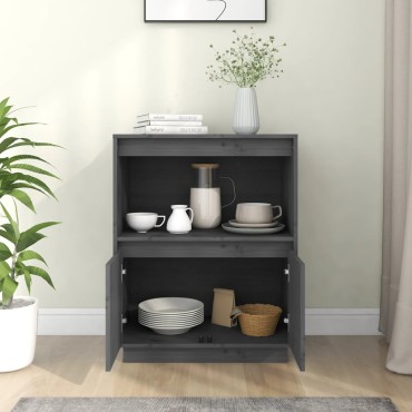 vidaXL Ντουλάπι Γκρι 60x34x75cm από Μασίφ Ξύλο Πεύκου 1 τεμ.
