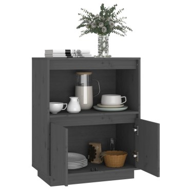 vidaXL Ντουλάπι Γκρι 60x34x75cm από Μασίφ Ξύλο Πεύκου 1 τεμ.