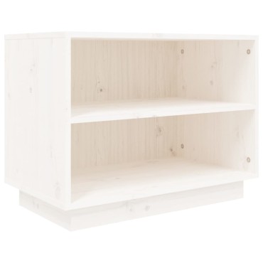 vidaXL Παπουτσοθήκη Λευκή 60x34x45cm από Μασίφ Ξύλο Πεύκου