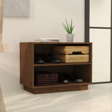 vidaXL Παπουτσοθήκη Καφέ Μελί 60x34x45cm από Μασίφ Ξύλο Πεύκου