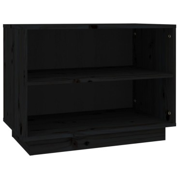 vidaXL Παπουτσοθήκη Μαύρη 60x34x45cm από Μασίφ Ξύλο Πεύκου