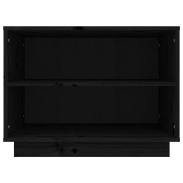 vidaXL Παπουτσοθήκη Μαύρη 60x34x45cm από Μασίφ Ξύλο Πεύκου