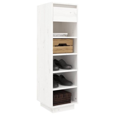 vidaXL Παπουτσοθήκη Λευκή 30x34x105cm από Μασίφ Ξύλο Πεύκου
