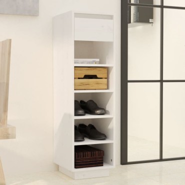 vidaXL Παπουτσοθήκη Λευκή 30x34x105cm από Μασίφ Ξύλο Πεύκου