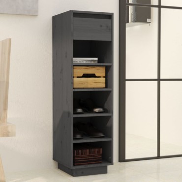 vidaXL Παπουτσοθήκη Γκρι 30x34x105cm από Μασίφ Ξύλο Πεύκου