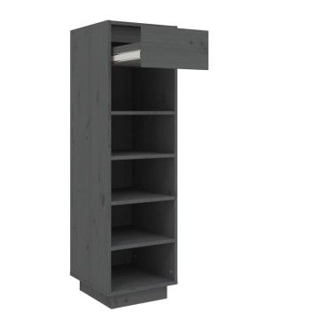 vidaXL Παπουτσοθήκη Γκρι 30x34x105cm από Μασίφ Ξύλο Πεύκου