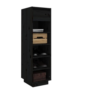 vidaXL Παπουτσοθήκη Μαύρη 34x30x105cm από Μασίφ Ξύλο Πεύκου