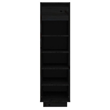vidaXL Παπουτσοθήκη Μαύρη 34x30x105cm από Μασίφ Ξύλο Πεύκου